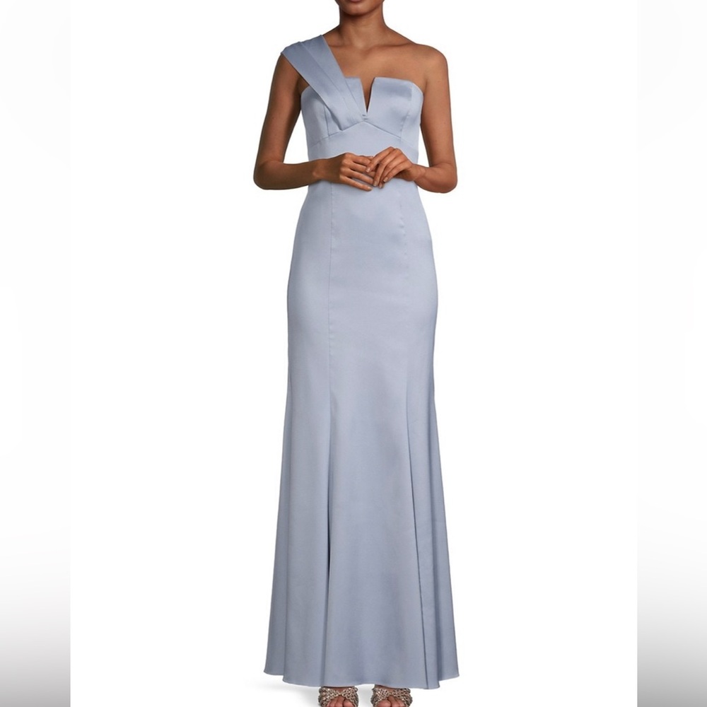 Aidan Mattox Powder Blue One-Shoulder Evening Gown